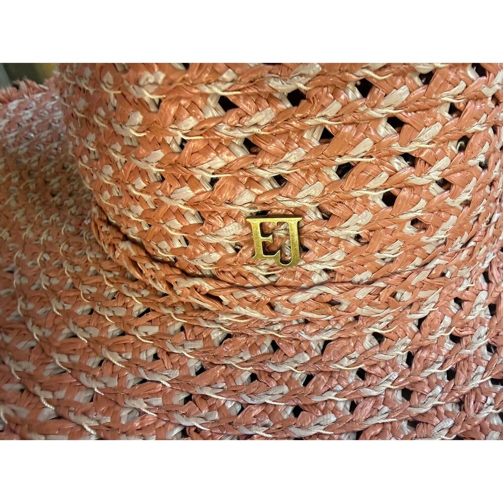 Eric Javits Raffia Sun Hat in Soft Orange Size Medium Vacation Beach - Picture 5 of 6